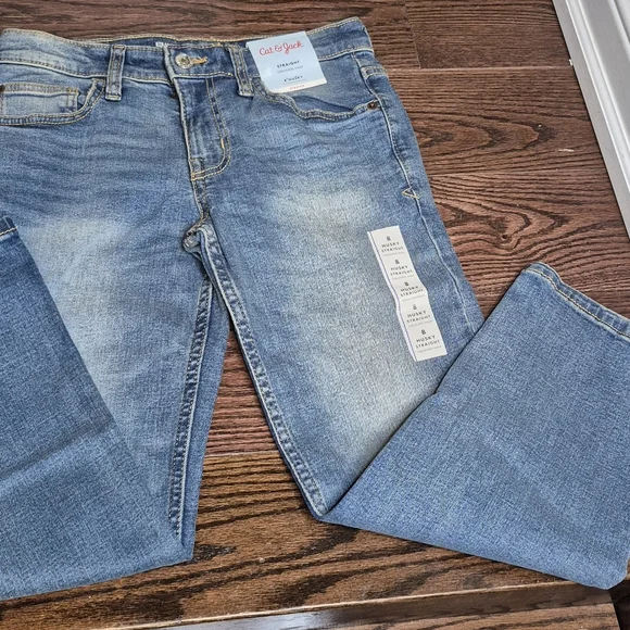 Cat & Jack Kids Blue Straight Leg Jeans-Size 8 - Picture 12 of 14